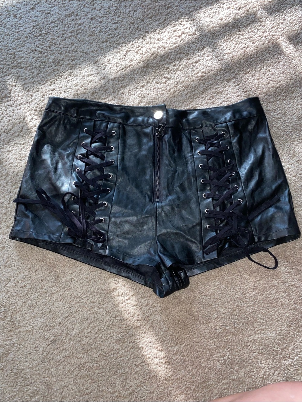 Killstar faux-leather lace-up shorts XXL
